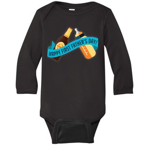 Happy First Father's Day Baby Bottle Baby Long Sleeve Bodysuit