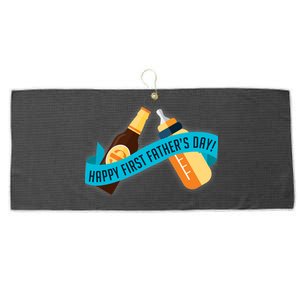 Happy First Father's Day Baby Bottle Large Microfiber Waffle Golf Towel