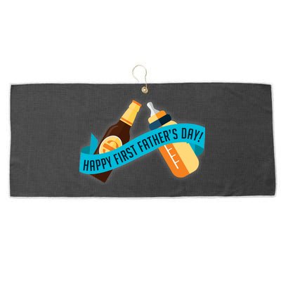 Happy First Father's Day Baby Bottle Large Microfiber Waffle Golf Towel