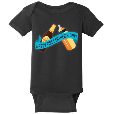 Happy First Father's Day Baby Bottle Baby Bodysuit