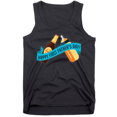 Happy First Father's Day Baby Bottle Tank Top
