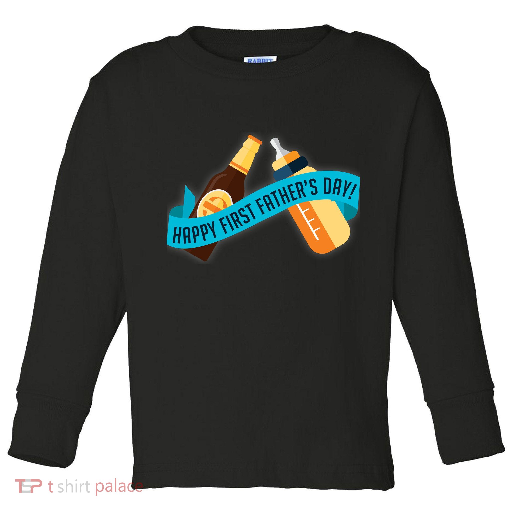 Happy First Father's Day Baby Bottle Toddler Long Sleeve Shirt