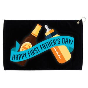 Happy First Father's Day Baby Bottle Grommeted Golf Towel