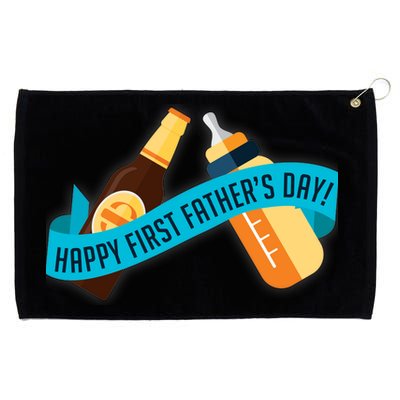 Happy First Father's Day Baby Bottle Grommeted Golf Towel