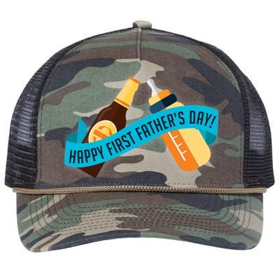 Happy First Father's Day Baby Bottle Retro Rope Trucker Hat Cap