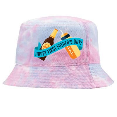 Happy First Father's Day Baby Bottle Tie-Dyed Bucket Hat