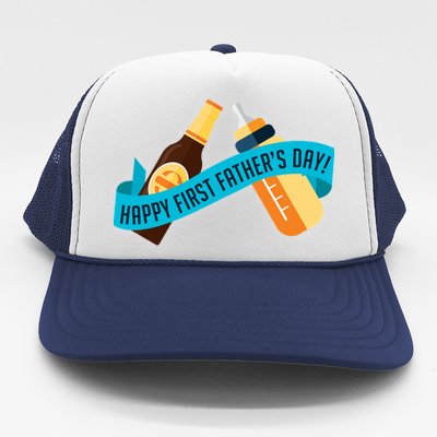 Happy First Father's Day Baby Bottle Trucker Hat