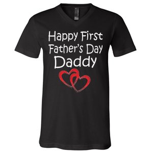 Happy First Father's Day Daddy V-Neck T-Shirt