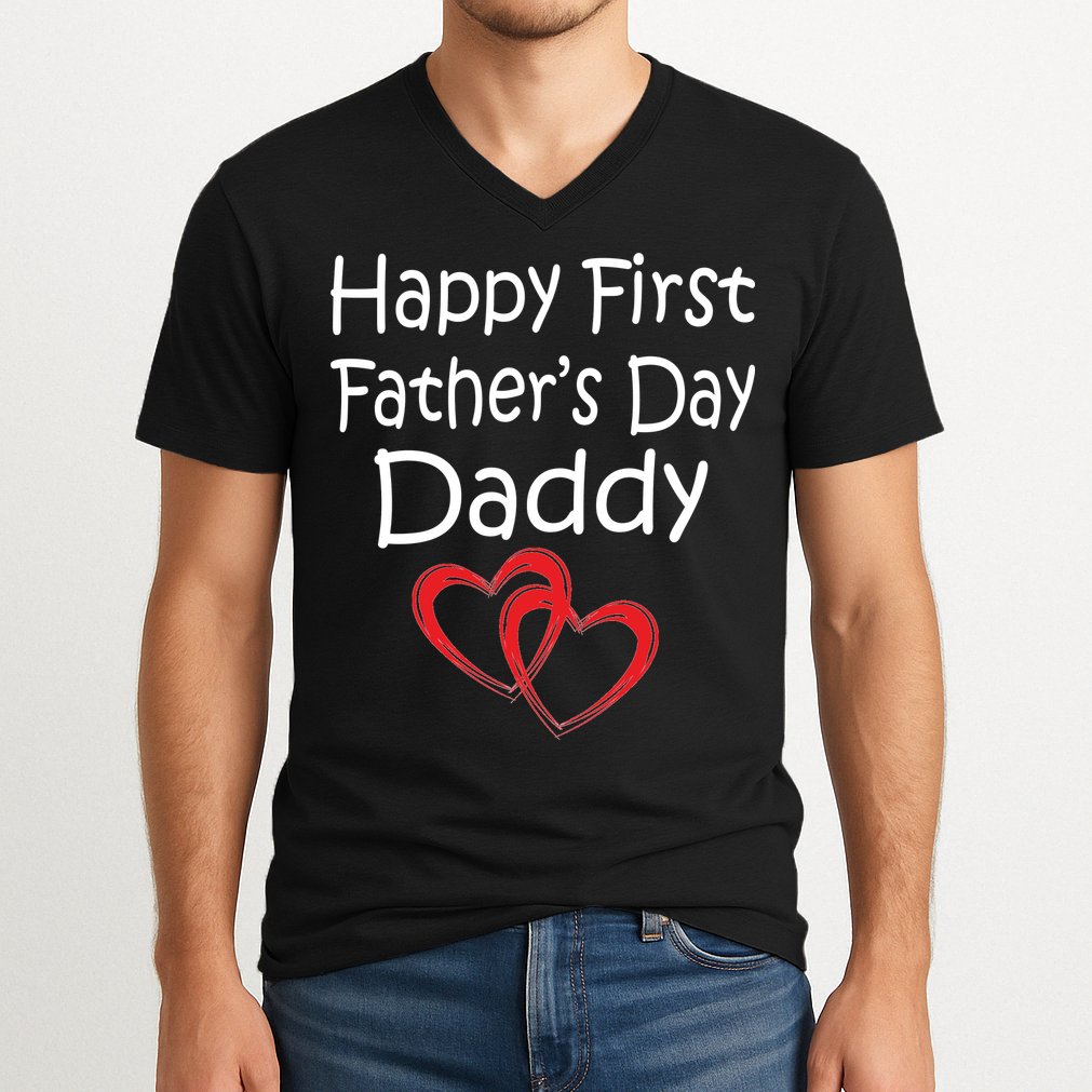 Happy First Father's Day Daddy V-Neck T-Shirt