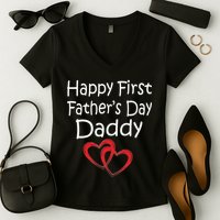 Happy First Father's Day Daddy Women's V-Neck T-Shirt
