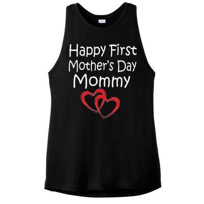 Happy First Mother's Day Mommy Ladies PosiCharge Tri-Blend Wicking Tank