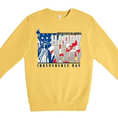 Happy Fourth of July Independence Day Statue of Liberty USA Flag Premium Crewneck Sweatshirt