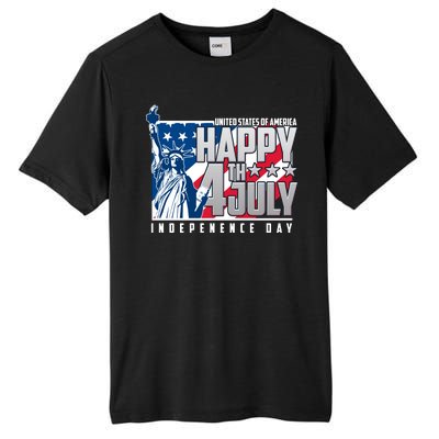 Happy Fourth of July Independence Day Statue of Liberty USA Flag Tall Fusion ChromaSoft Performance T-Shirt