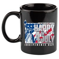 Happy Fourth of July Independence Day Statue of Liberty USA Flag 11oz C Handle Ceramic Mug