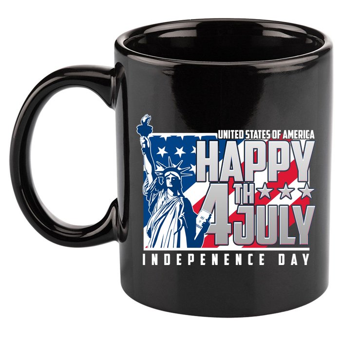 Happy Fourth of July Independence Day Statue of Liberty USA Flag 11oz C Handle Ceramic Mug