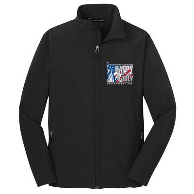 Happy Fourth of July Independence Day Statue of Liberty USA Flag Core Soft Shell Jacket