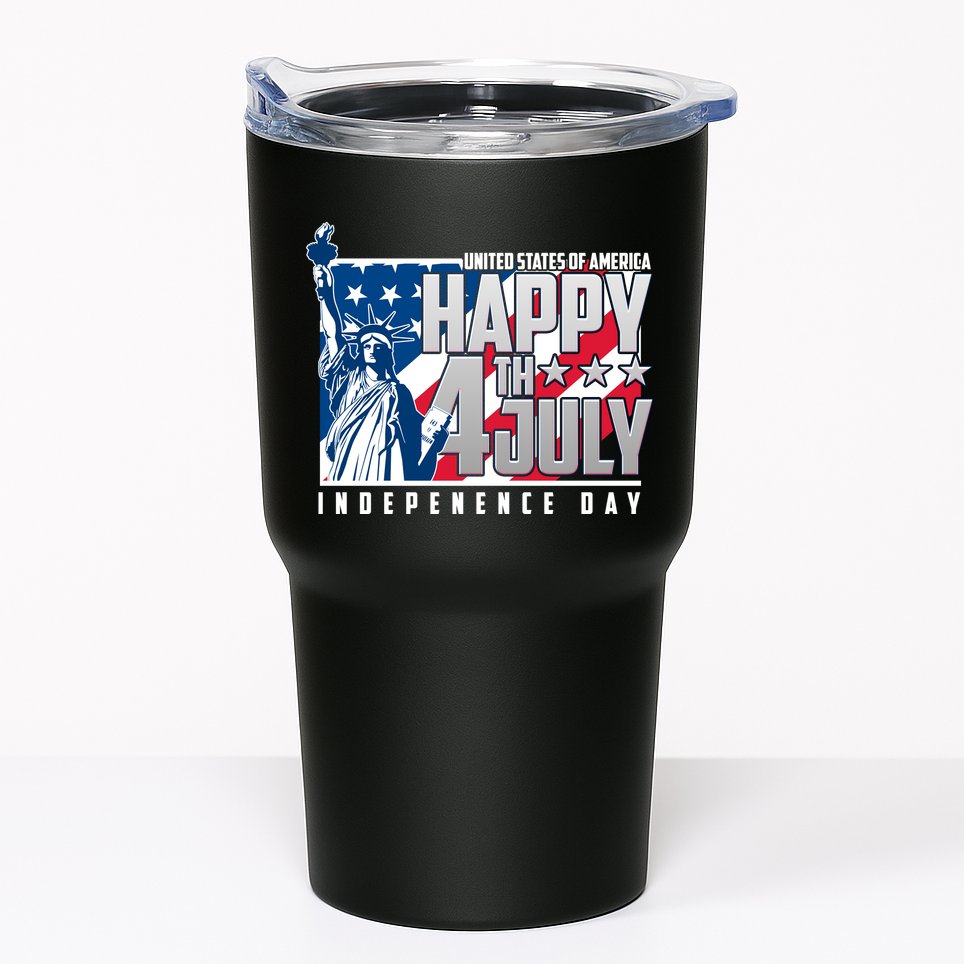 Happy Fourth of July Independence Day Statue of Liberty USA Flag Tumbler