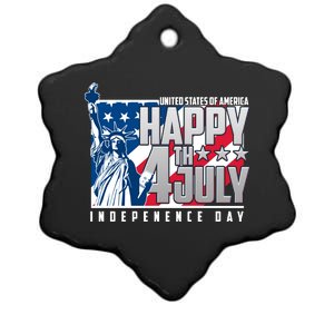 Happy Fourth of July Independence Day Statue of Liberty USA Flag Ceramic Star Ornament