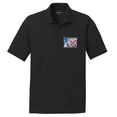 Happy Fourth of July Independence Day Statue of Liberty USA Flag PosiCharge RacerMesh Polo