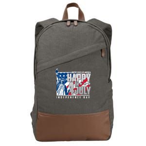 Happy Fourth of July Independence Day Statue of Liberty USA Flag Cotton Canvas Backpack