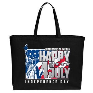 Happy Fourth of July Independence Day Statue of Liberty USA Flag Cotton Canvas Jumbo Tote