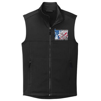 Happy Fourth of July Independence Day Statue of Liberty USA Flag Collective Smooth Fleece Vest