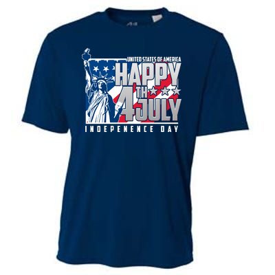 Happy Fourth of July Independence Day Statue of Liberty USA Flag Cooling Performance Crew T-Shirt