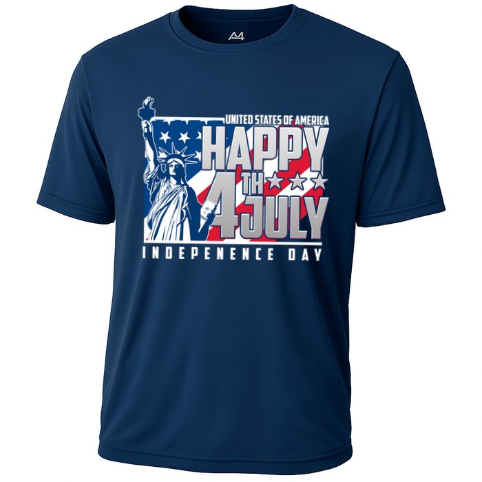 Happy Fourth of July Independence Day Statue of Liberty USA Flag Cooling Performance Crew T-Shirt