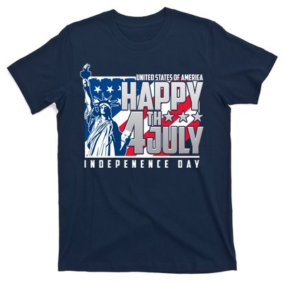 Happy Fourth of July Independence Day Statue of Liberty USA Flag T-Shirt