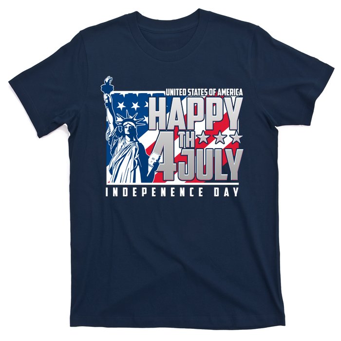 Happy Fourth of July Independence Day Statue of Liberty USA Flag T-Shirt