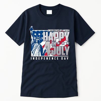 Happy Fourth of July Independence Day Statue of Liberty USA Flag Tall T-Shirt