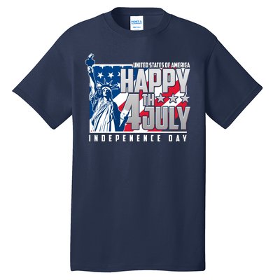 Happy Fourth of July Independence Day Statue of Liberty USA Flag Tall T-Shirt