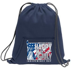 Happy Fourth of July Independence Day Statue of Liberty USA Flag Sweatshirt Cinch Pack Bag