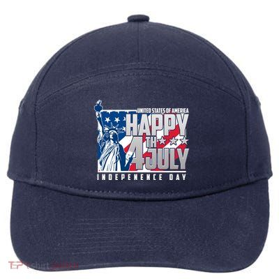 Happy Fourth of July Independence Day Statue of Liberty USA Flag 7-Panel Snapback Hat