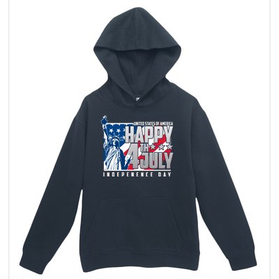 Happy Fourth of July Independence Day Statue of Liberty USA Flag Urban Pullover Hoodie