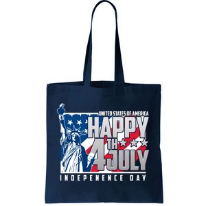 Happy Fourth of July Independence Day Statue of Liberty USA Flag Tote Bag