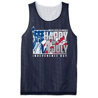 Happy Fourth of July Independence Day Statue of Liberty USA Flag Mesh Reversible Basketball Jersey Tank