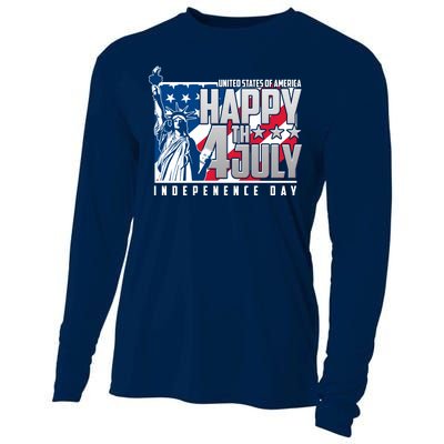 Happy Fourth of July Independence Day Statue of Liberty USA Flag Cooling Performance Long Sleeve Crew