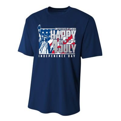 Happy Fourth of July Independence Day Statue of Liberty USA Flag Performance Sprint T-Shirt