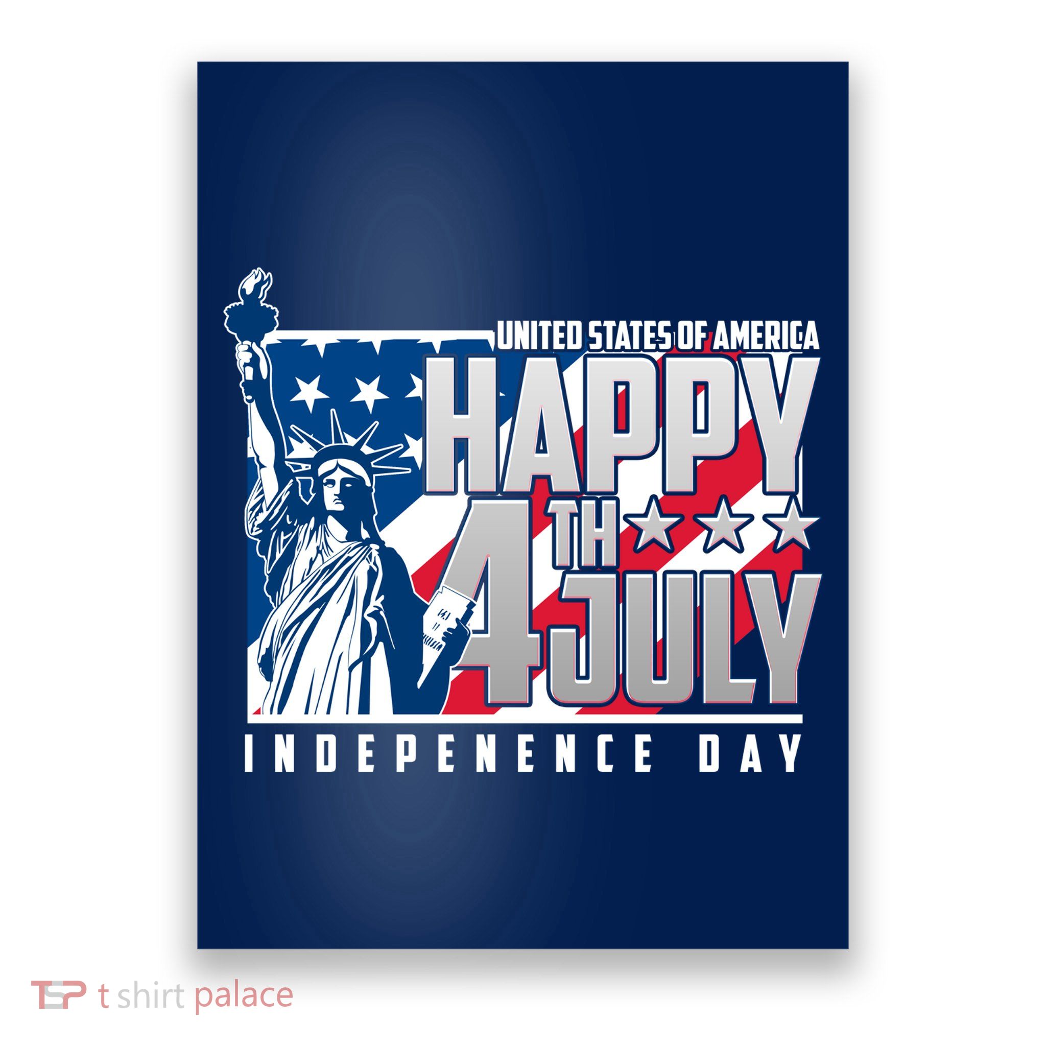 Happy Fourth of July Independence Day Statue of Liberty USA Flag Poster
