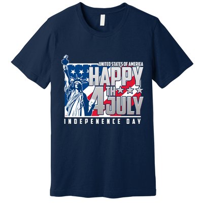 Happy Fourth of July Independence Day Statue of Liberty USA Flag Premium T-Shirt