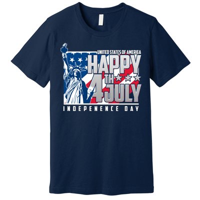 Happy Fourth of July Independence Day Statue of Liberty USA Flag Premium T-Shirt