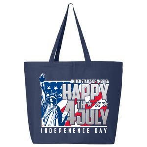 Happy Fourth of July Independence Day Statue of Liberty USA Flag 25L Jumbo Tote