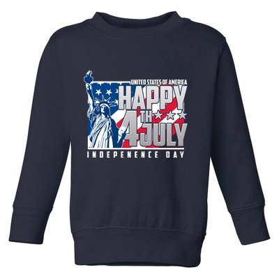 Happy Fourth of July Independence Day Statue of Liberty USA Flag Toddler Sweatshirt