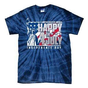 Happy Fourth of July Independence Day Statue of Liberty USA Flag Tie-Dye T-Shirt