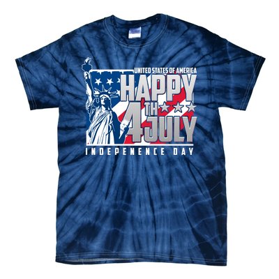 Happy Fourth of July Independence Day Statue of Liberty USA Flag Tie-Dye T-Shirt