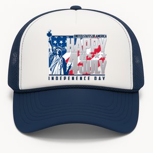 Happy Fourth of July Independence Day Statue of Liberty USA Flag Trucker Hat