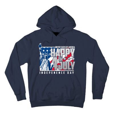 Happy Fourth of July Independence Day Statue of Liberty USA Flag Tall Hoodie