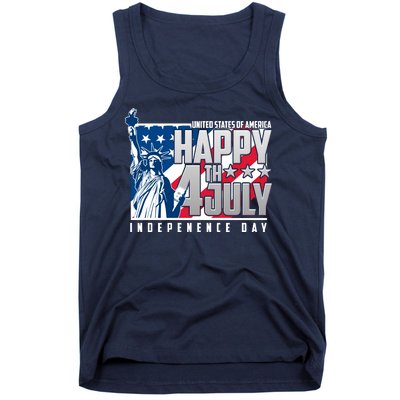 Happy Fourth of July Independence Day Statue of Liberty USA Flag Tank Top