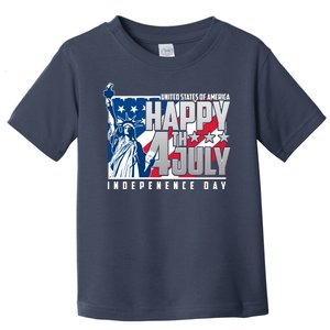 Happy Fourth of July Independence Day Statue of Liberty USA Flag Toddler T-Shirt